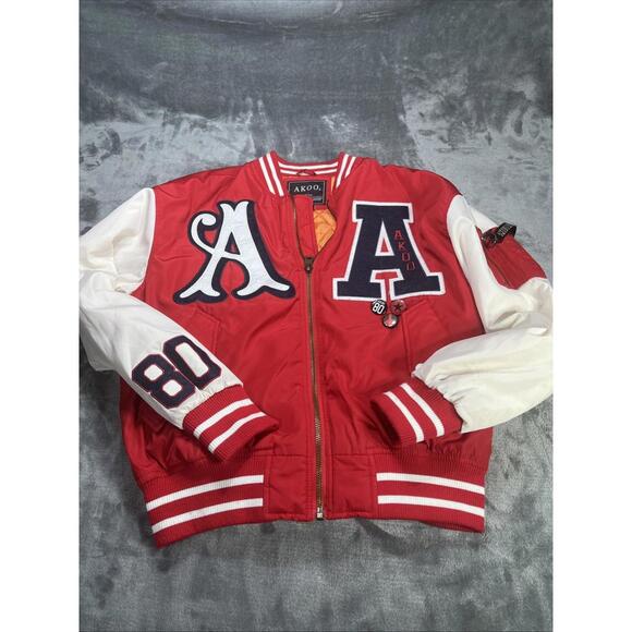 Akoo Academy Varsity Jacket Men’s Size L Hip Hop Streetwear Big Logo Spellout - Picture 2 of 8